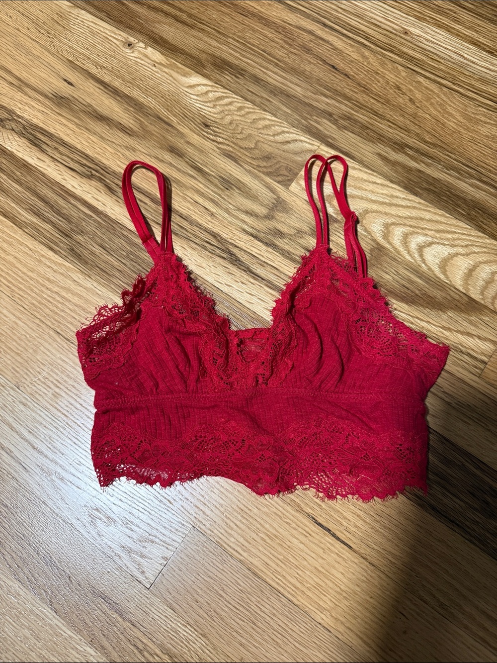 Aerie Red Lace Unpadded Bralette